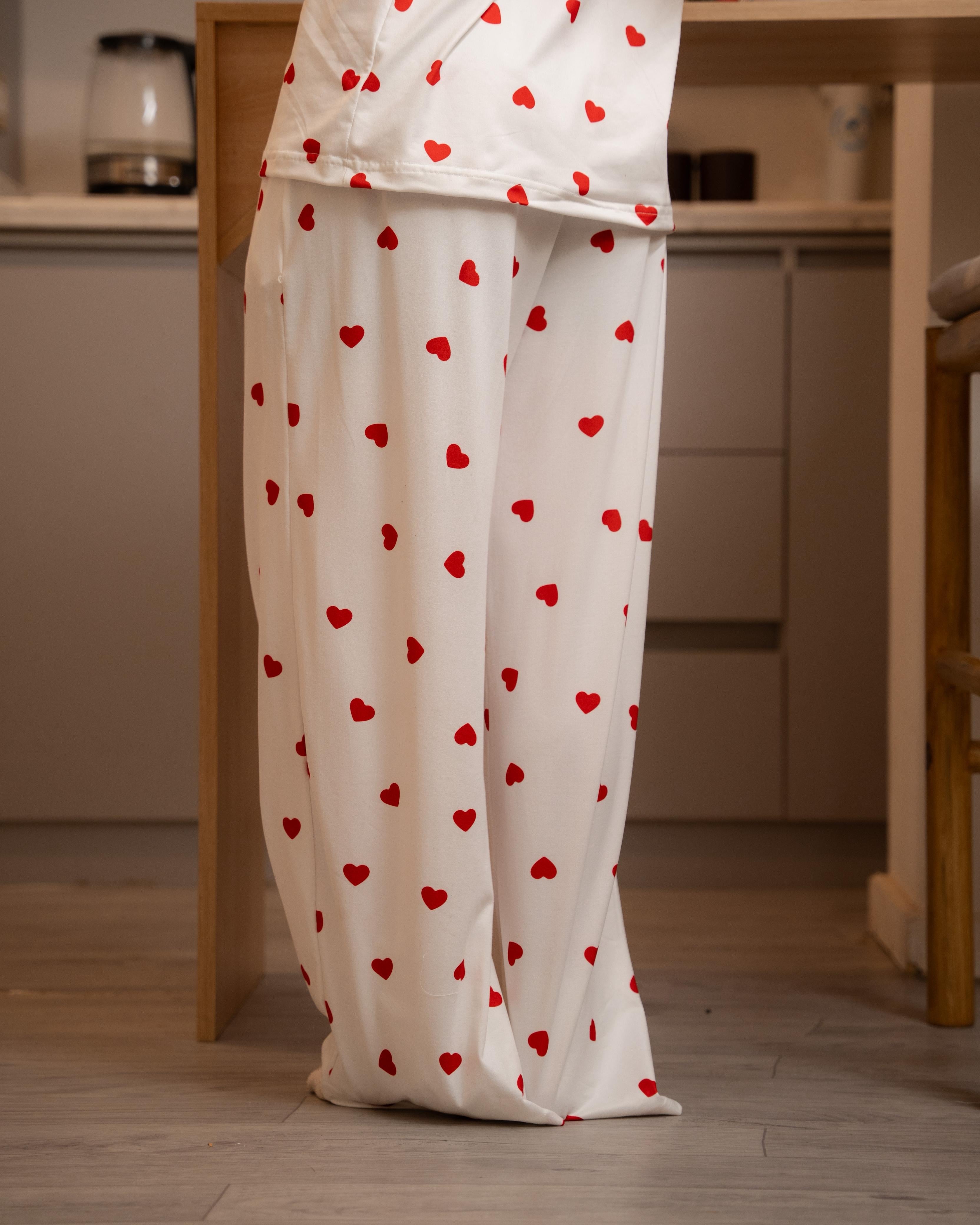 White Heart Pants Set