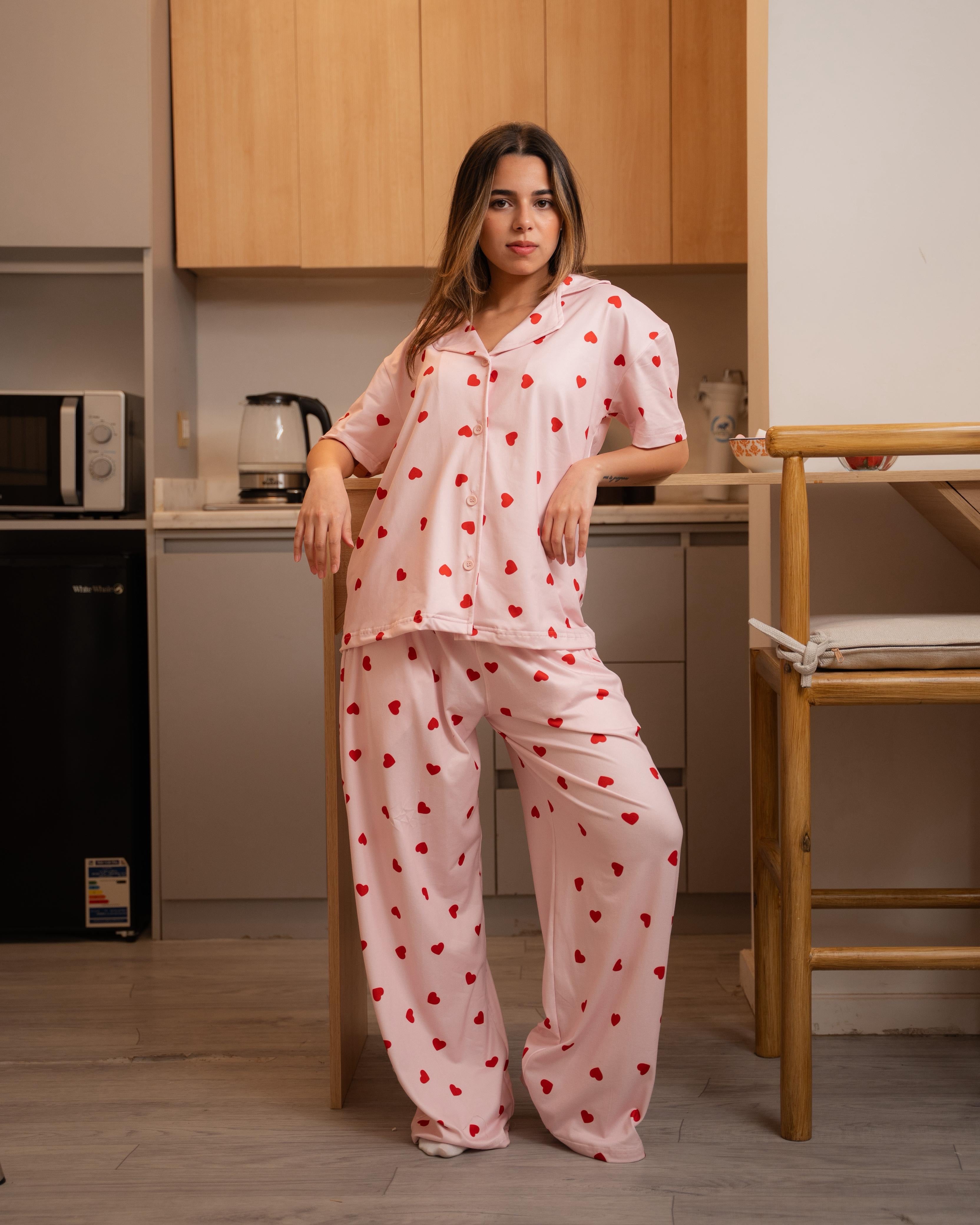 Pink Heart Pants Set