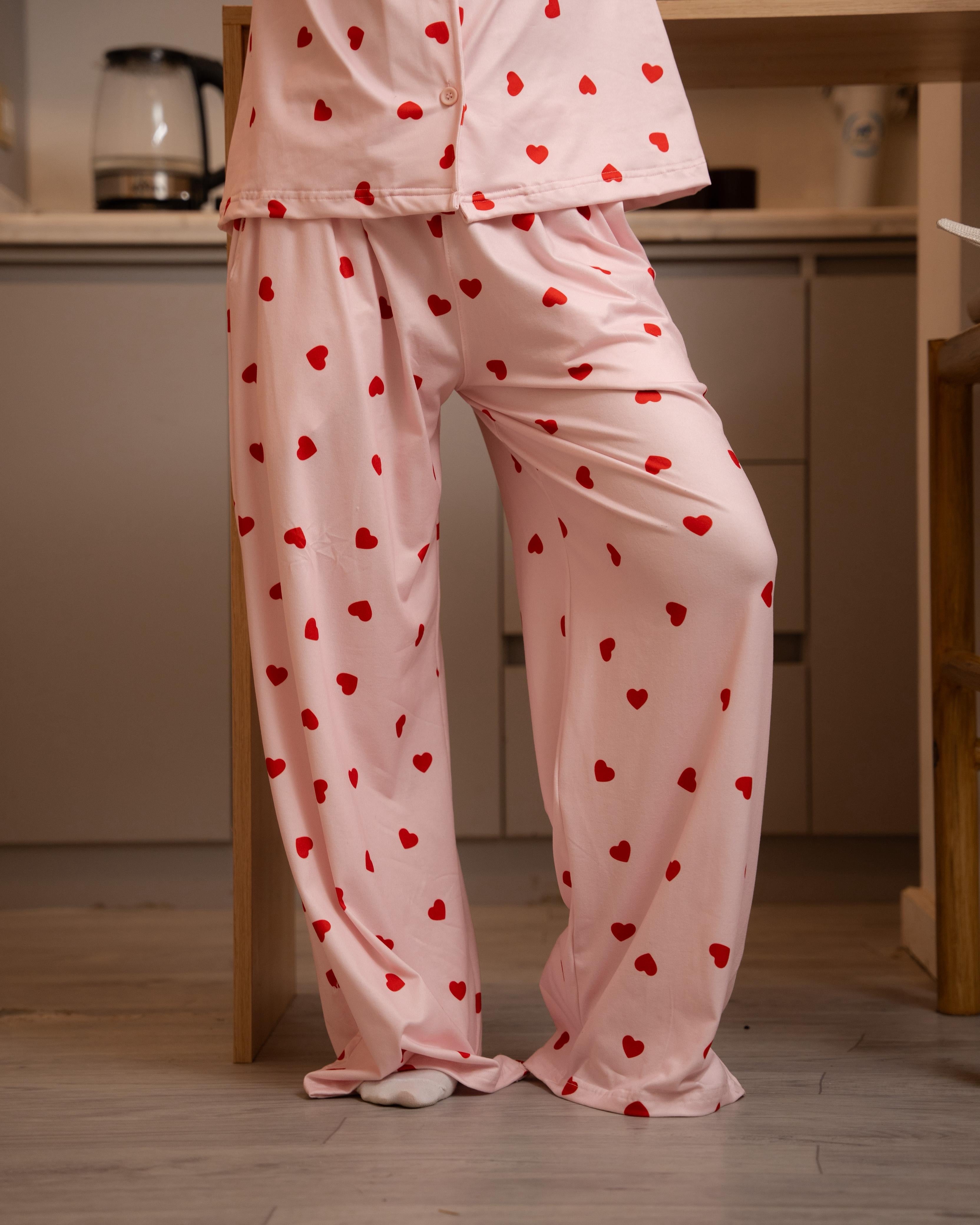 Pink Heart Pants Set
